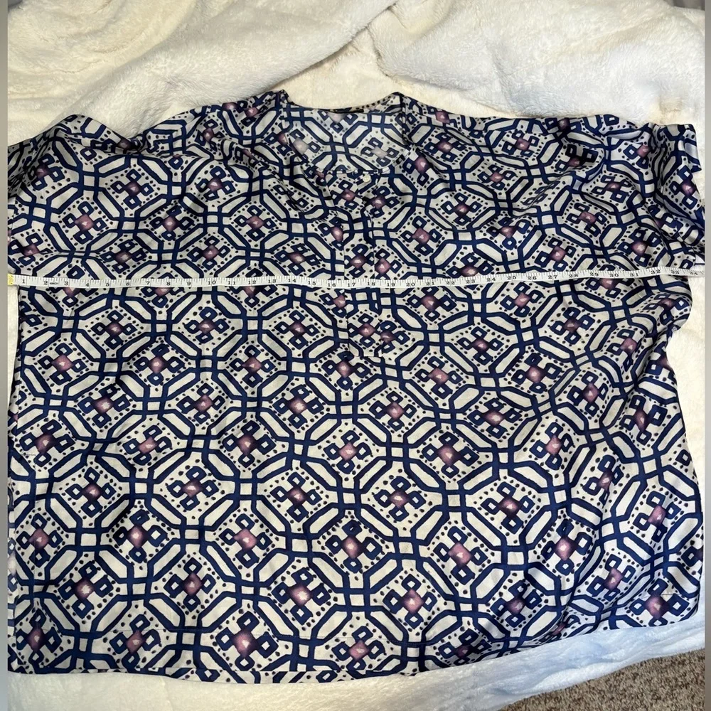 Lafayette 148 New York Blue Purple Geometric Full Silk Natural Fiber Swim Cover